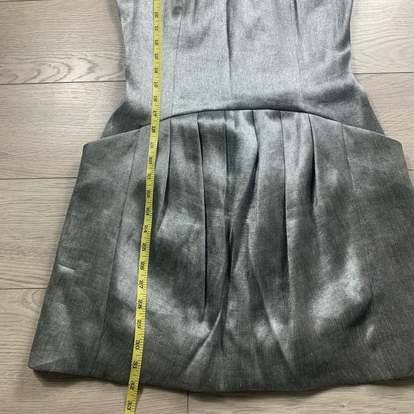 Theyskens' Theory Silk A-Line Mini Silver Metallic Dress - Picture 15 of 15